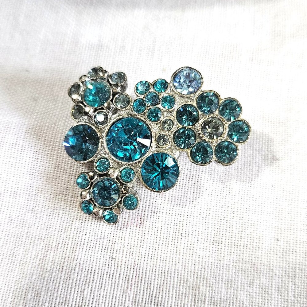 Pilgrim Blue Floral Crystal Brooch